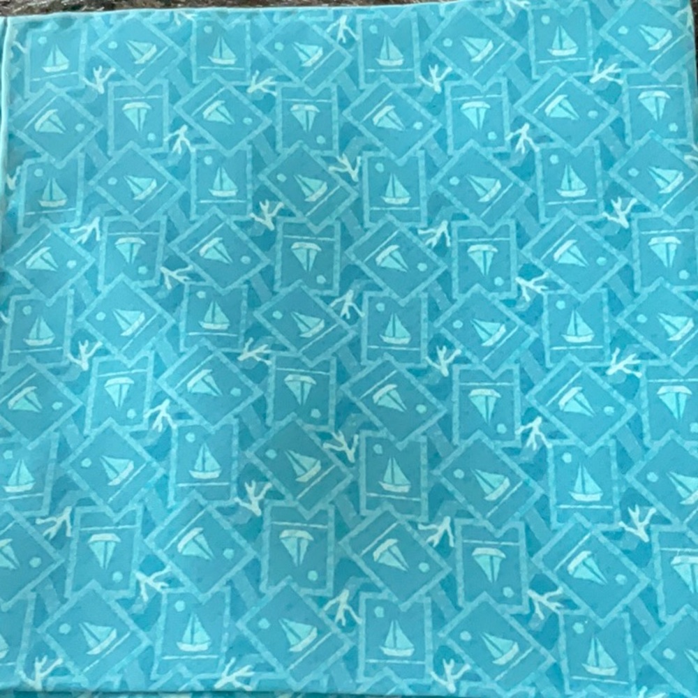 NEW ISAIA SILK POCHETTE POCKET SCARF TURQUOISE SAILBOAT PATTERN